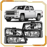Headlights Assembly Fits 2003-2006 Chevy Silverado Avalanche 1500 Black Housing. Fixed Price $55.09.