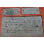 1954 Kaiser Motors Corp Manhattan Data Plate Body Tag. Fixed Price $25.00.
