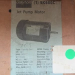 1/2 Hp Dayton 5K660C Jet Pump Motor - Ph 56J Frame 3450 Rpm New In Box. Fixed Price $175.00.