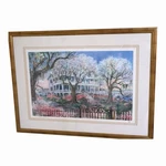 Large Southern Estate Wall Art Framed Spring Mansion Scene - 32 X 24. Fixed Price $115.00.