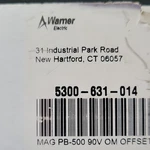 Warner Electric PB-500 90V Om Offset Magnetic Brake Open 1/2" Lb-in. Fixed Price $1500.00.