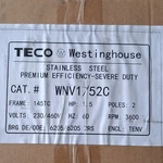 Teco Westinghouse 1.5HP 3-PHASE 230/460V 3600RPM Tenv Severe Duty Motor. Fixed Price $200.00.