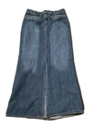 Vtg Hot Box Jeans Denim Maxi Skirt Split Front Y2K Grunge Boho 90S Bell Sz. Fixed Price $36.00.