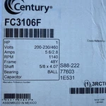 FC3106F Century Condenser Fan Motor 5/8" Dia, Hp, 1140 Rpm 200-230/460V. Fixed Price $450.00.