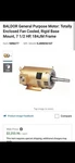 Baldor General Purpose Motor 7.5 Hp 184T Frame. Fixed Price $350.00.